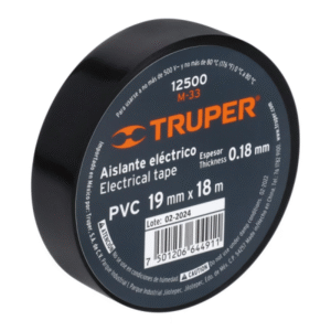 Cinta de aislante eléctrico color negro 19mm x 18m TRUPER 12500