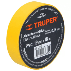 Cinta de aislante eléctrico color amarillo 19mm x 18m TRUPER 12503