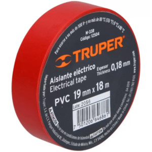 Cinta de aislante eléctrico color rojo 19mm x 18m TRUPER 12504