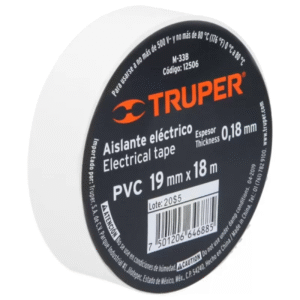 Cinta de aislante eléctrico color blanco 19mm x 18m TRUPER 12506
