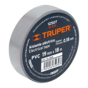 Cinta de aislante eléctrico color gris 19mm x 18m TRUPER 12507