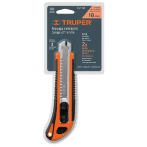 Cutter 18 mm profesional retráctil + 3 cuchillas TRUPER 16977