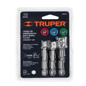 Juego de 3 adaptadores para dados de 1/4", 3/8" y 1/2" TRUPER 10752
