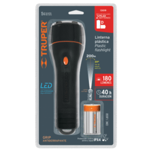 Linterna plástica 1 LED 180 lm con 2 pilas D TRUPER 13019