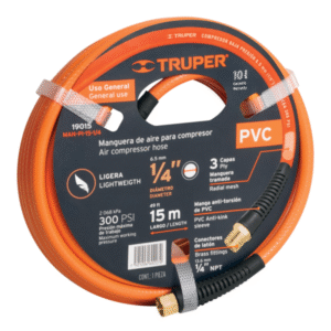 Manguera PVC para compresora 1/4" x 15m TRUPER 19015